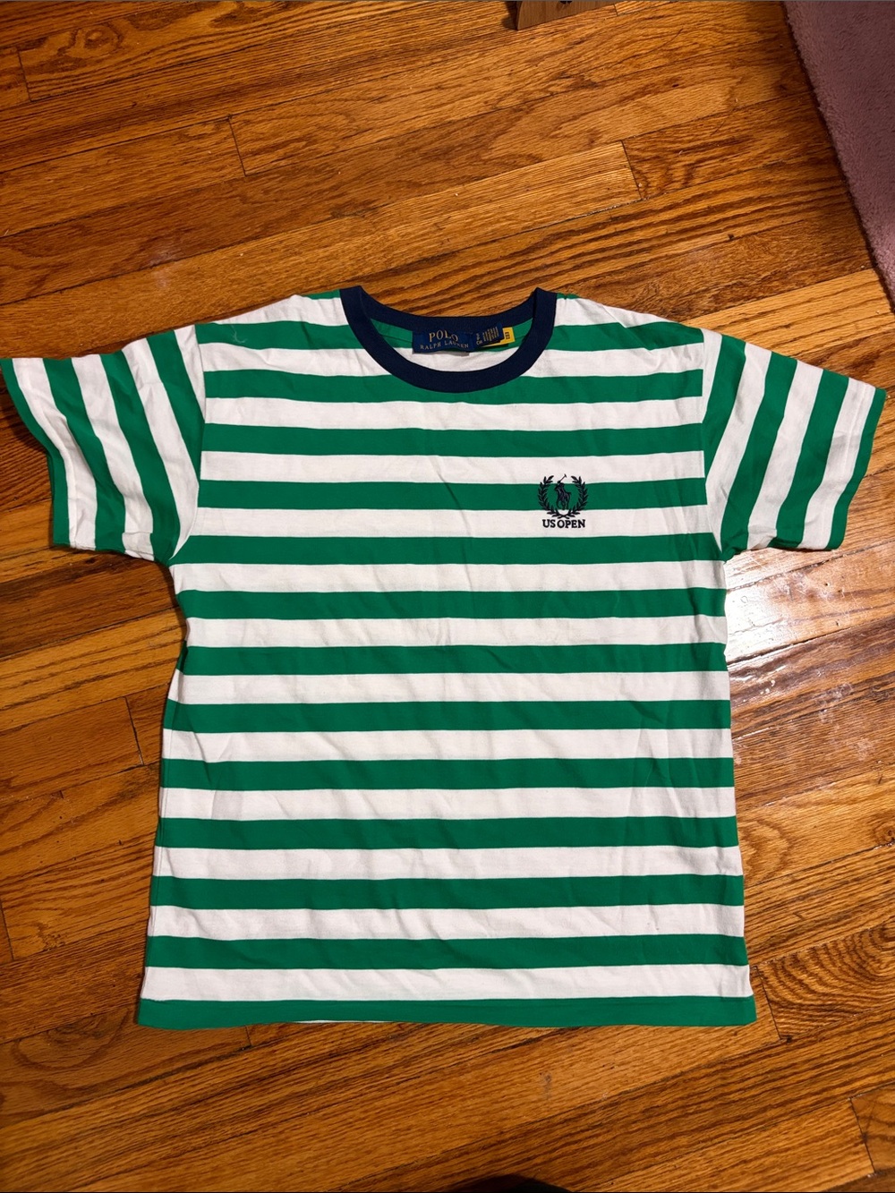 NWOT Polo by Ralph Lauren Green & White Striped US Open Tee